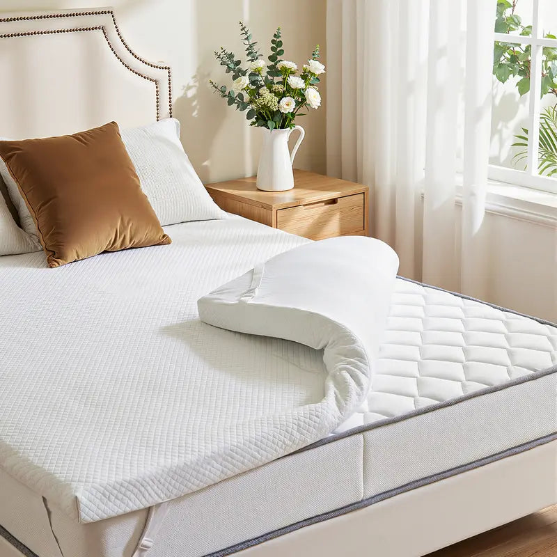 Memory Foam Mattress Topper with Removable Soft Cover